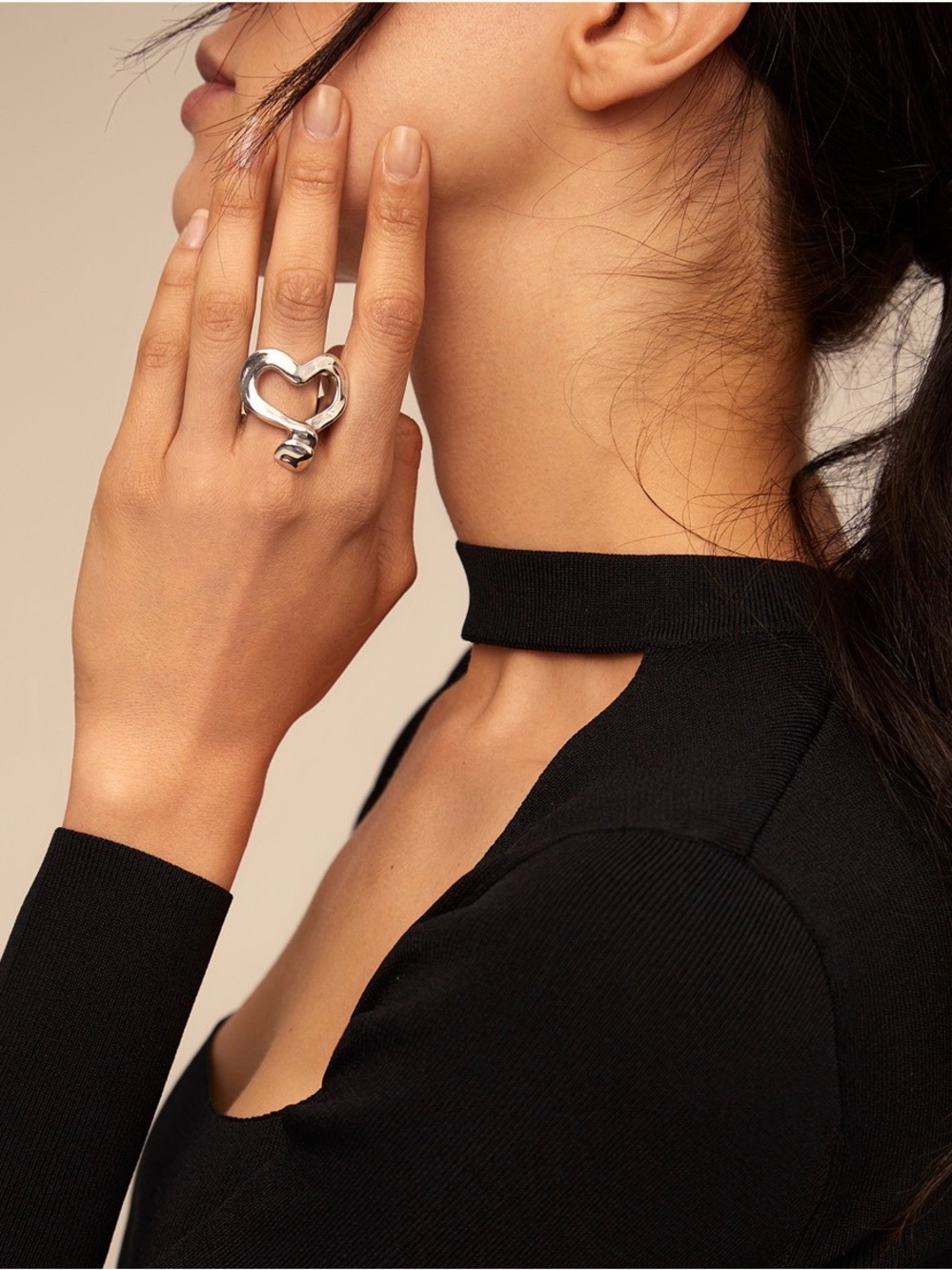 UNOde50 Silver Plated 6.5” Open Heart Ring -